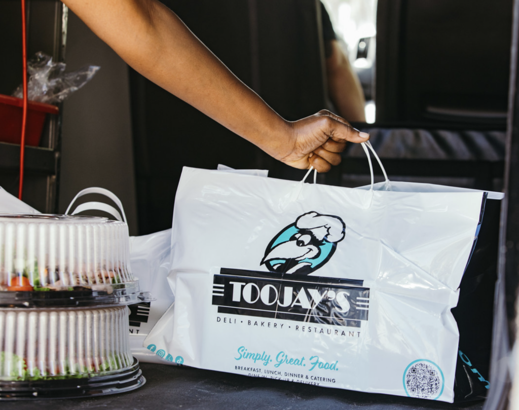 A TooJay's to-go bag